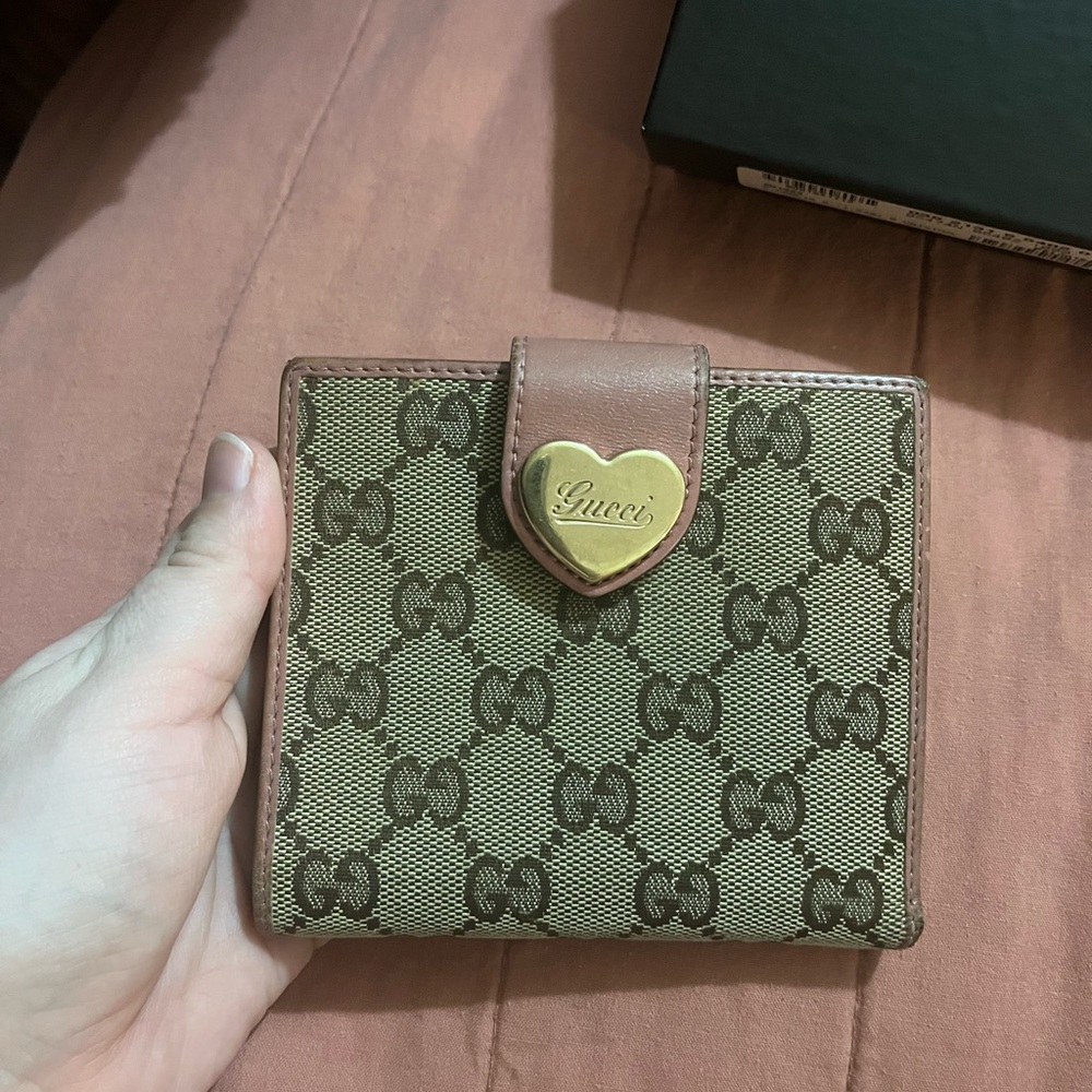 Gucci canvas wallet pink leather heart with box - Picture 12 of 16